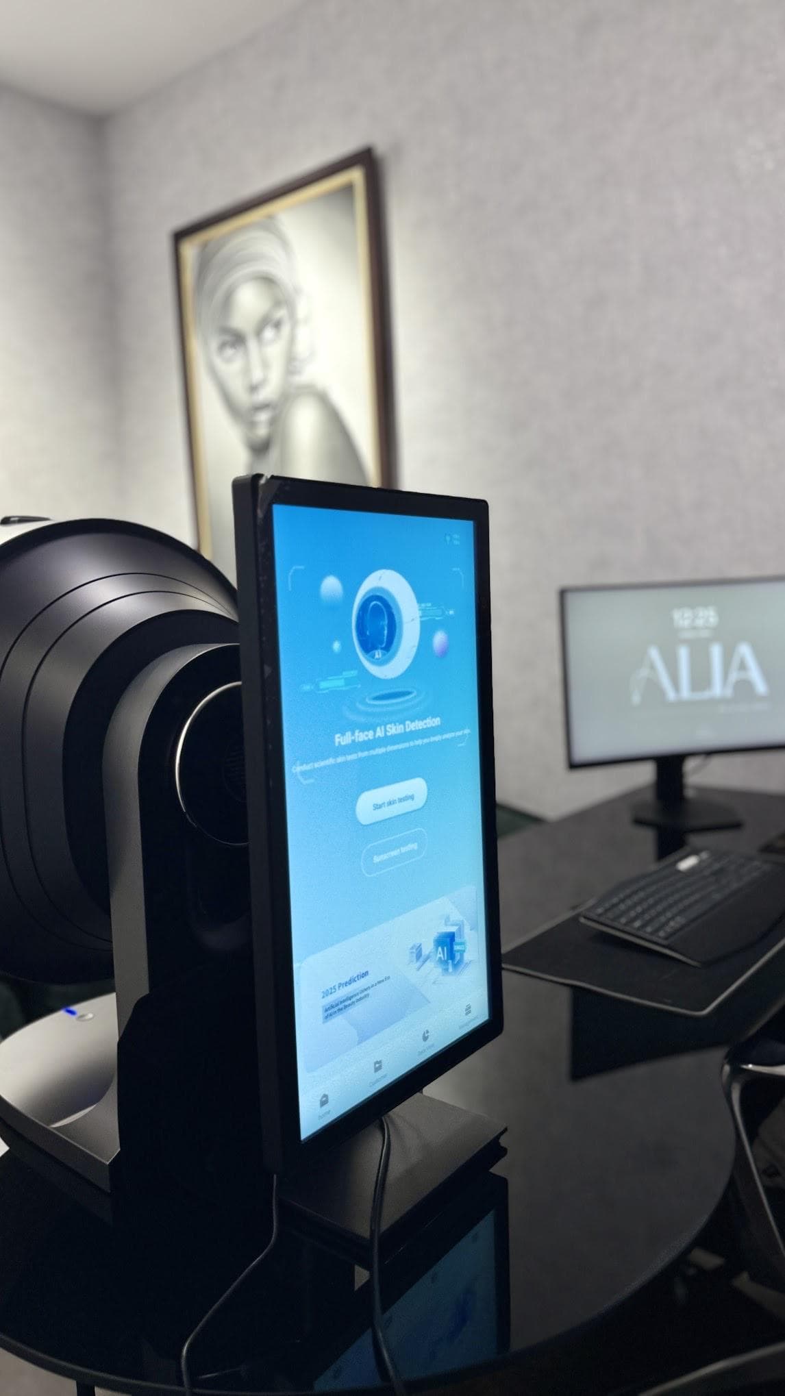 AI skin analysis station at Alia Wellness Center